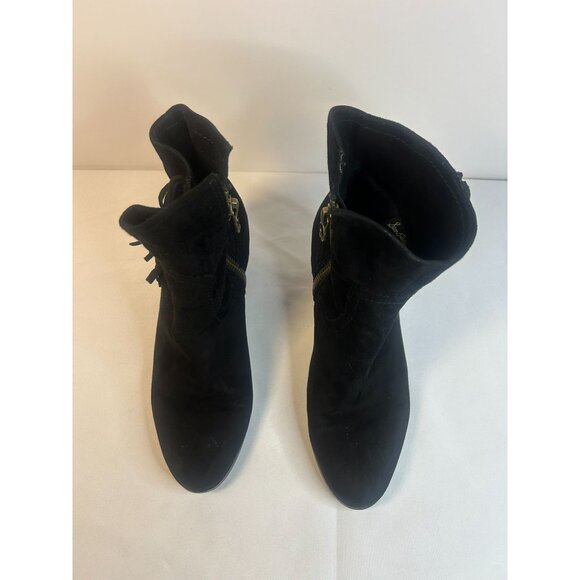 SAM EDELMAN Louie Ankle Boot Black Suede Western Fringe, Zip, Women's Size 9.5 - Picture 3 of 12